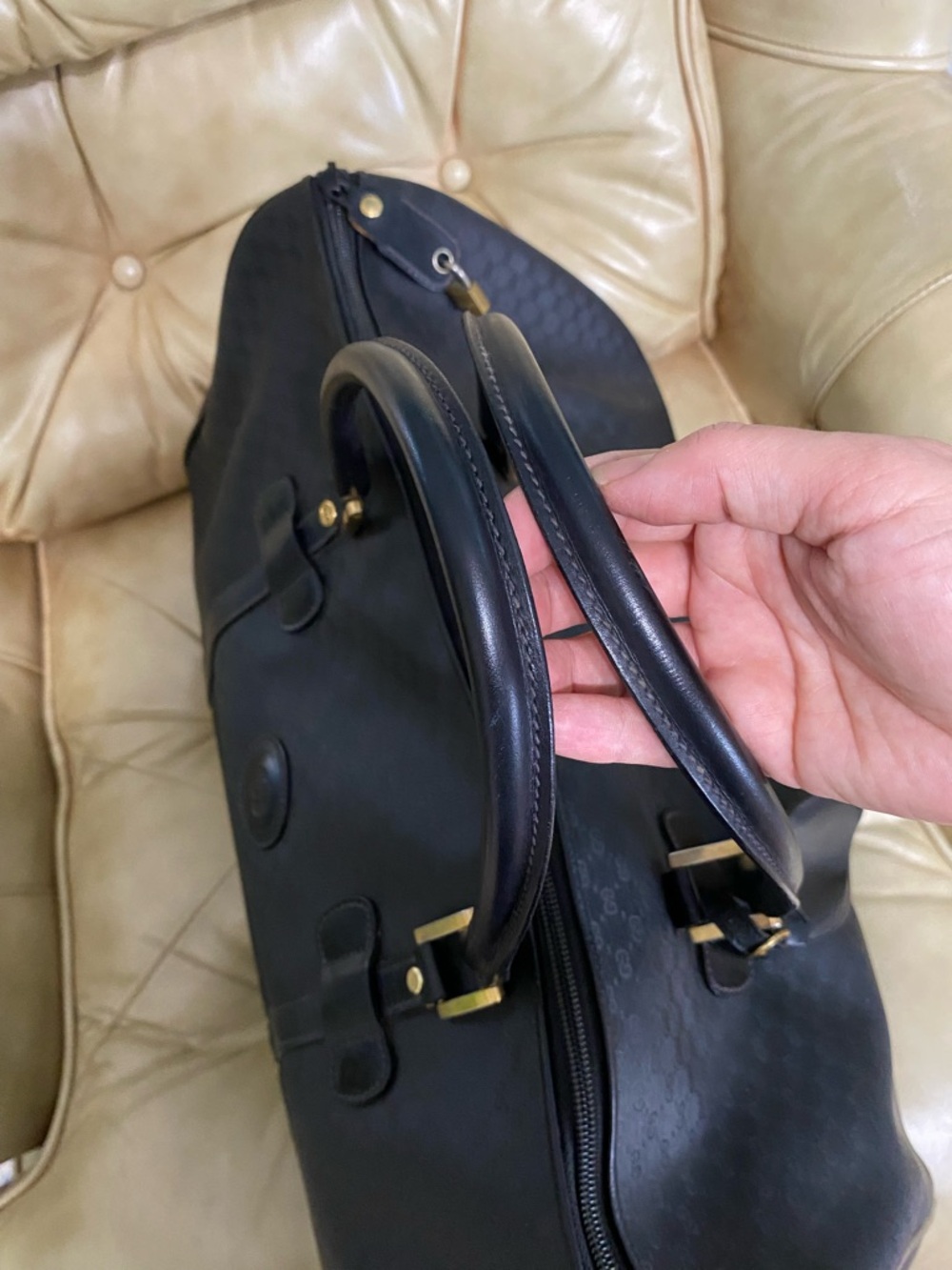 XL Gucci Travel Bag Duffel Micro GG Monogram Black Unisex Luggage Satchel - Picture 8 of 17